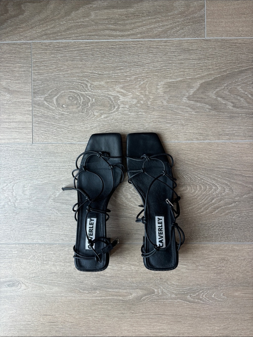 Caverley Black Strappy Square-Toe Women's Sandals